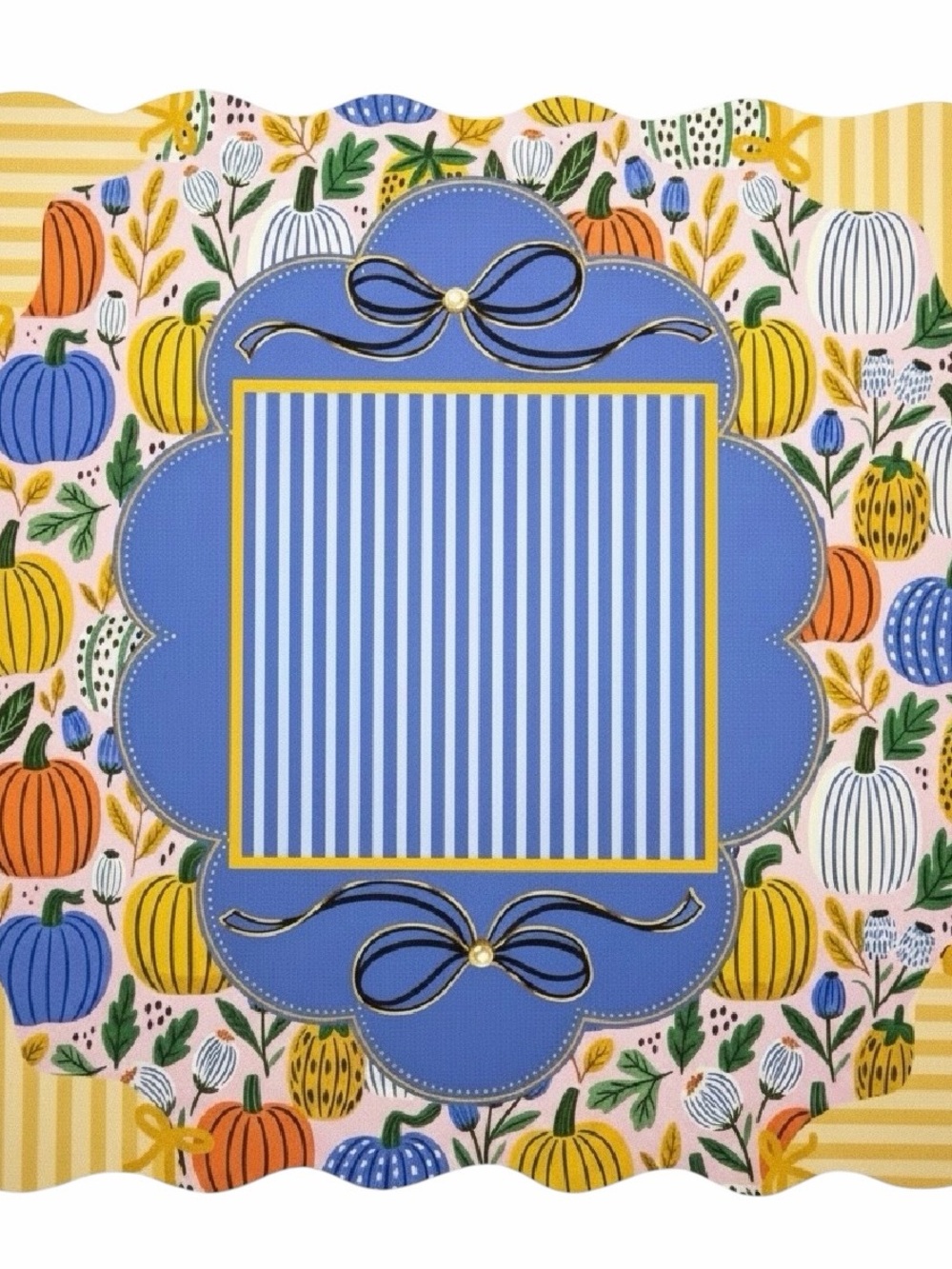 NEW Custom Designed Festive Blue Pumpkin Scalloped Edge Mahjong Mat - Picture 2 of 8